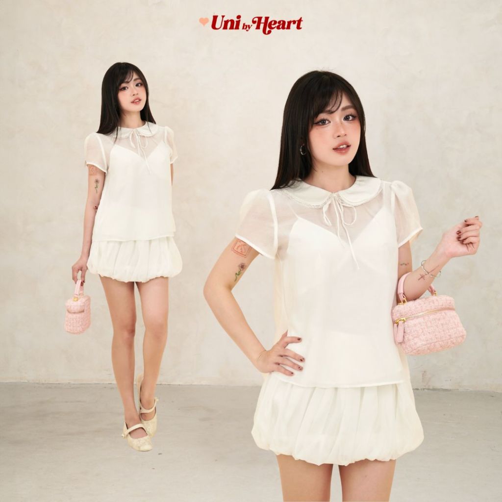 Áo sơ mi tay ngắn Baddie Shirt SMI046 set 2 chi tiết, phối nơ - Uni By Heart
