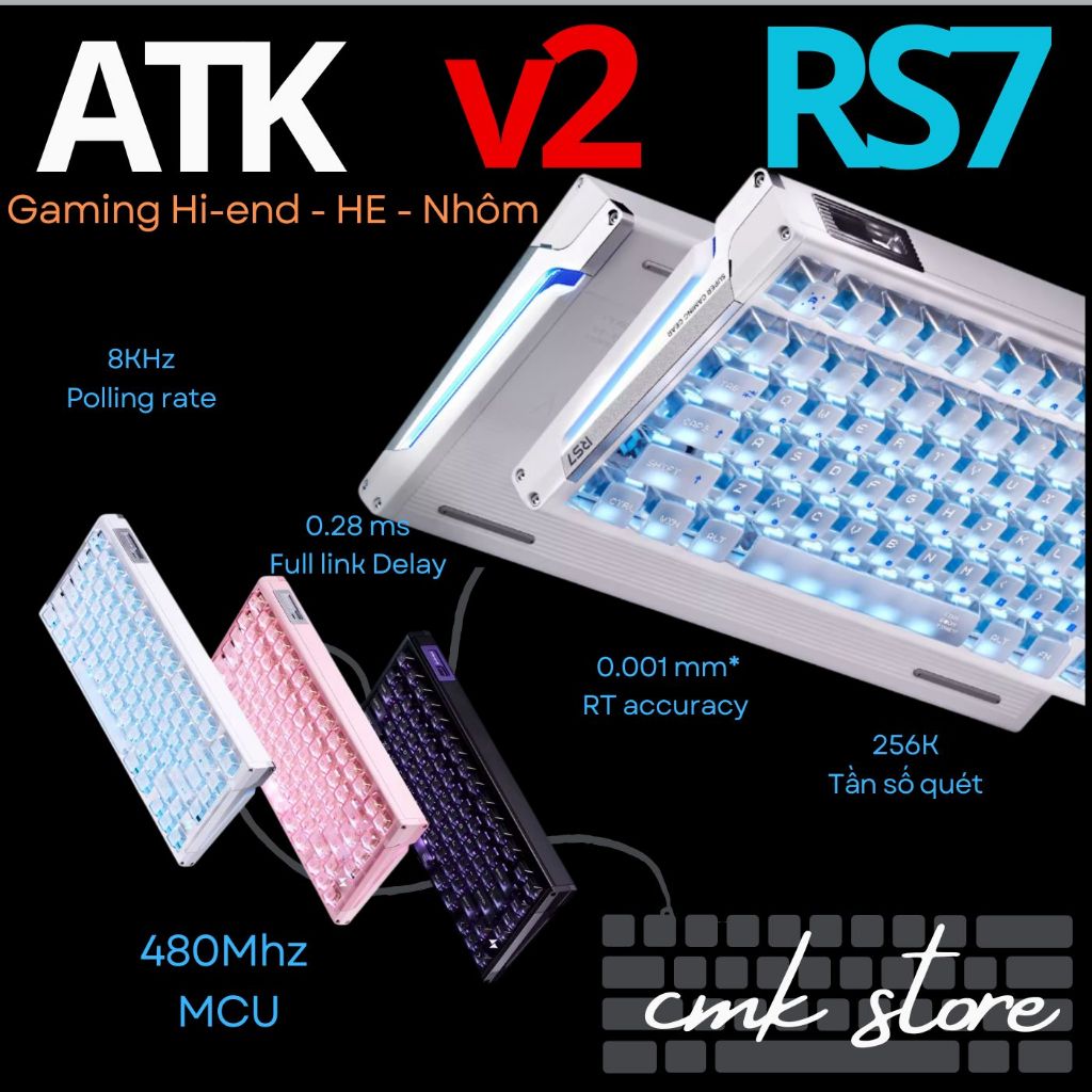 Bàn Phím Cơ Gaming HE - Rapid Trigger - Full Nhôm - 75% - ATK RS7 Air | RS7 Ultra V2 | RS7 Turbo