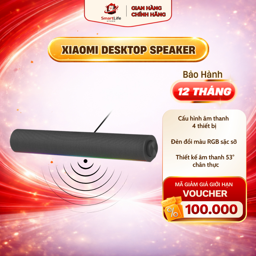 Loa máy tính có đèn LED Xiaomi Desktop Speaker 10W hàng chính hãng - Bảo hành 12 Tháng