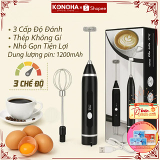 Máy Đánh Trứng Mini Cầm Tay KONOHA - Máy Đánh Tạo Bọt Cafe 3 Chế Độ Sạc Pin Tiện Dụng Bảo Hành 12 Tháng