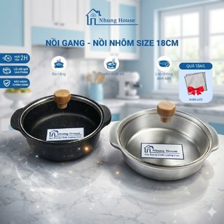 Nồi gang kho cá thố đá size 18cm nấu mì cay cháo phở bún bò dùng bếp gas phù hợp gia đình và quán ăn