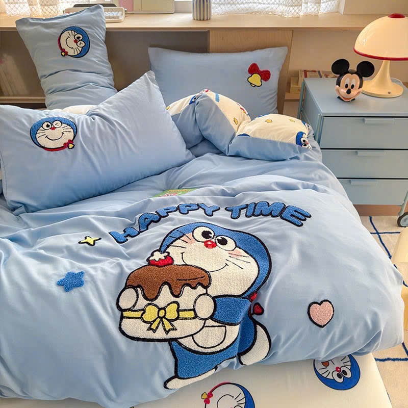 Bộ chăn ga gối Cotton Đũi chăn thêu nhập khẩu cao cấp, ga giường cotton đũi mền mịn thoáng mát thấm 