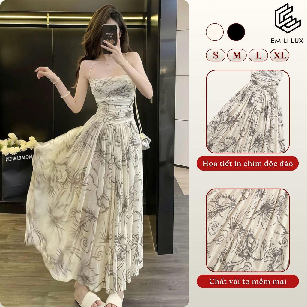 Đầm maxi cúp ngực in hoạ tiết EMILI Design dáng dài phong cách đi biển, du lịch, dạo phố [V496]
