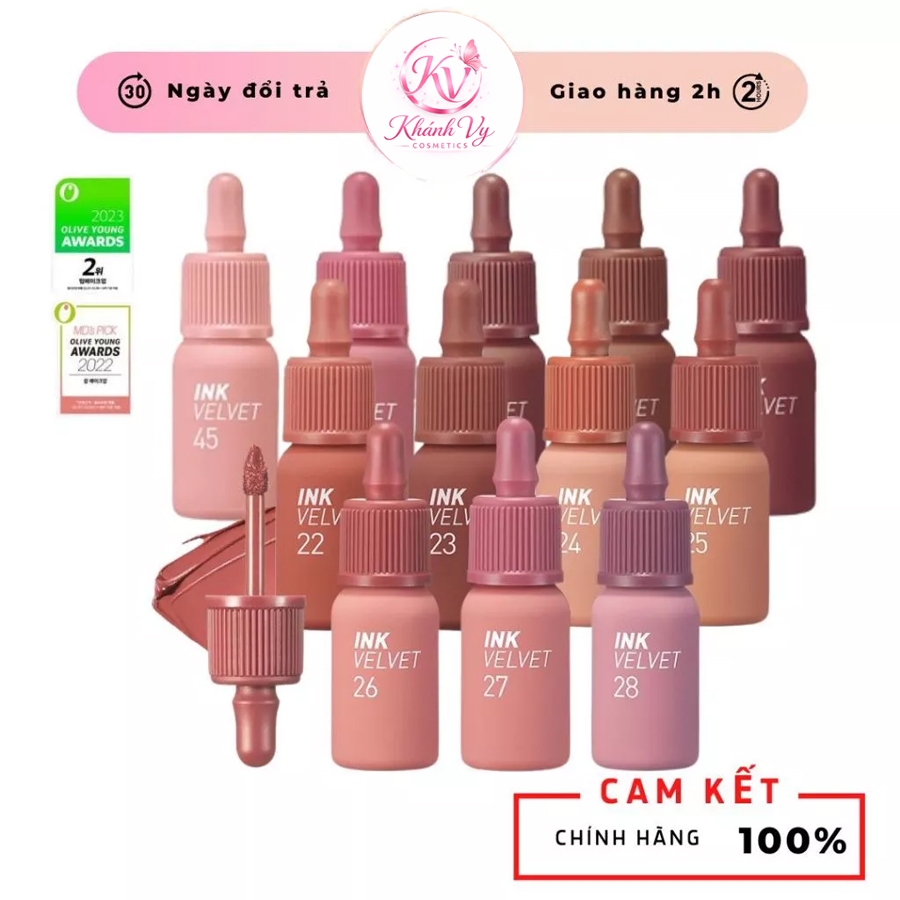 Son Kem Lì INK VELVET PERIPERA - AIRY INK, Son Kem Peripera Ink Velvet 26 Well Made Nude 4g