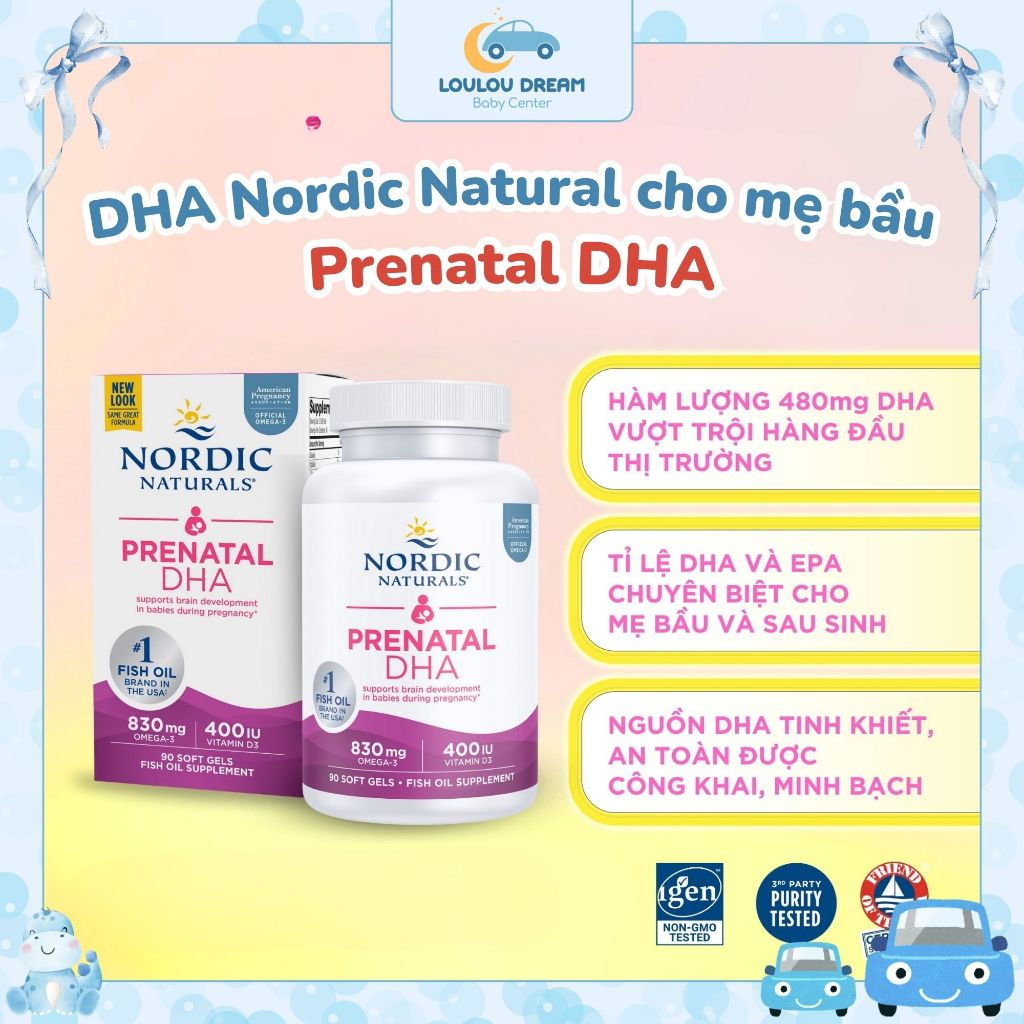 DHA cho mẹ bầu Nordic Naturals Prenatal DHA hỗ trợ sức khoẻ mẹ và bé 90 viên
