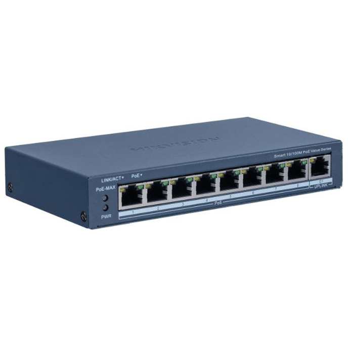 Switch chia mạng POE 9 cổng, 1 cổng Uplink HIKVISION DS-3E1309P-EI/M  (Chính hãng)