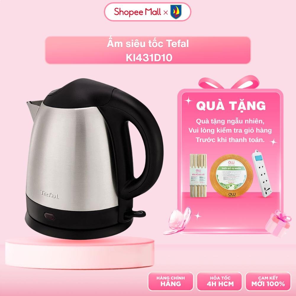 Ấm siêu tốc Tefal KI431D10 - Dung tích 1.2 Lít - Công suất 1800W - Đê Strix xoay 360 -Hỏa tốc 2H HCM
