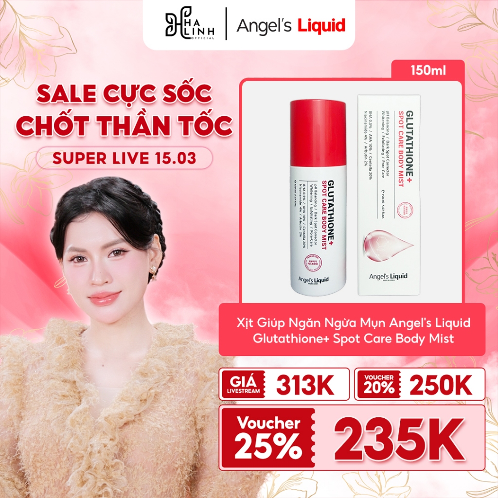 [Võ Hà Linh x Angel's Liquid] Xịt Lưng Angel's Liquid Glutathione Spot Care Body Mist (150ml)