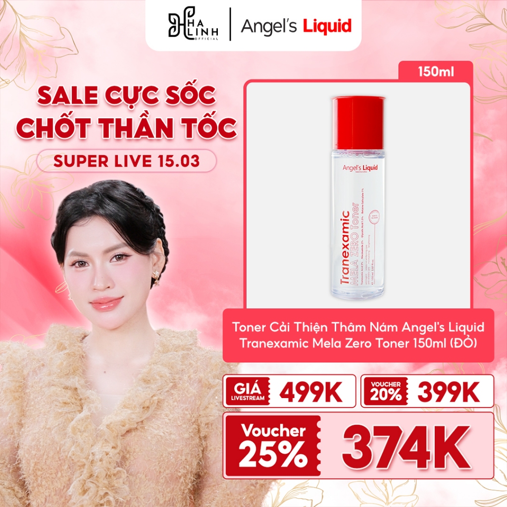 [Võ Hà Linh x Angel's Liquid] Toner Angel's Liquid Tranexamic Mela Zero Toner 150ml (ĐỎ)
