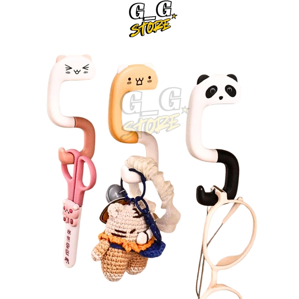 SÉT 2 Móc Treo Đồ Hình Thú Dễ Thương, Móc Treo Bàn Học, Treo Tai Nghe, Kính, Phụ Kiện - GGStore