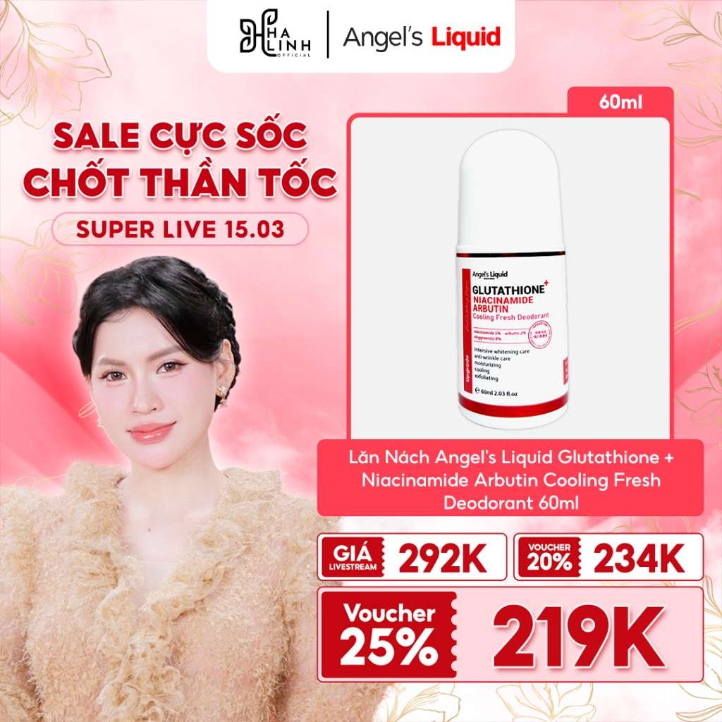 [Võ Hà Linh x Angel's Liquid] Lăn Nách Angel's Liquid Glutathione + Niacinamide Arbutin Cooling Fres