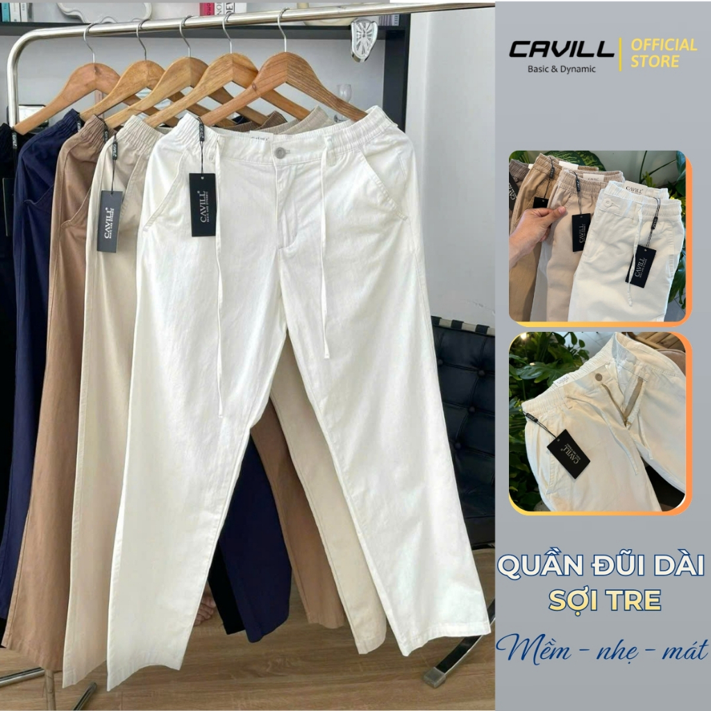Quần Dài Nam CAVILL Chất Đũi Linen Cao Cấp, Form Suông Đứng Ống Rộng Thoải Mái, Phong Cách