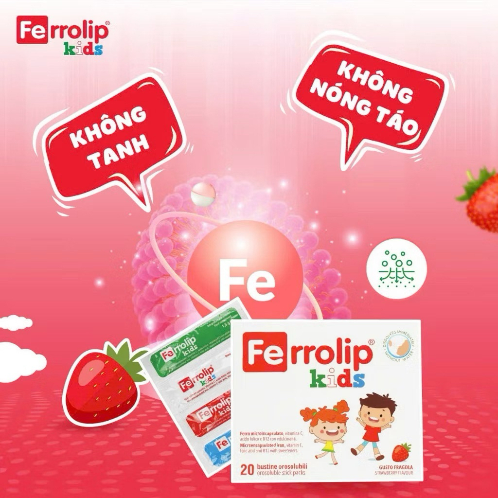 Sắt Ferrolip Kids bổ sung sắt hữu cơ cho bé 1y+
