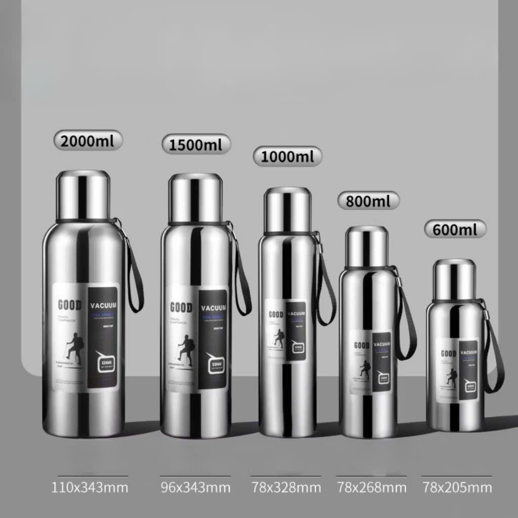 Bình giữ nhiệt  inox 304 nắp đậy hình cốc uống dung tích 600ml -800ml-1000 ml -15000ml -2000mL AL