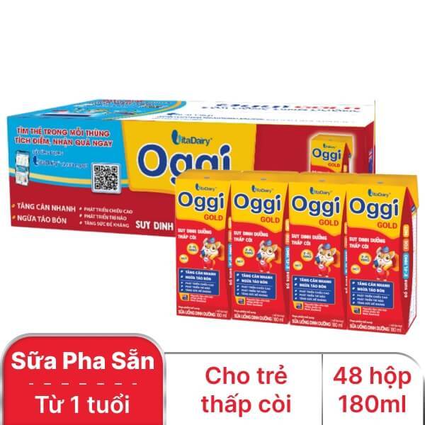 Thùng 48 hộp sữa Oggi Gold 180ml