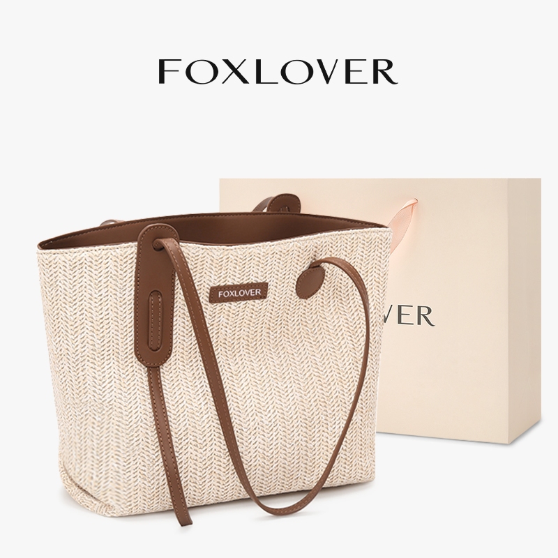 FOXLOVER Túi xách nữ một ngăn Túi tote Thiết kế đan móc thời trang Đơn giản tinh tế Dung tích lớn