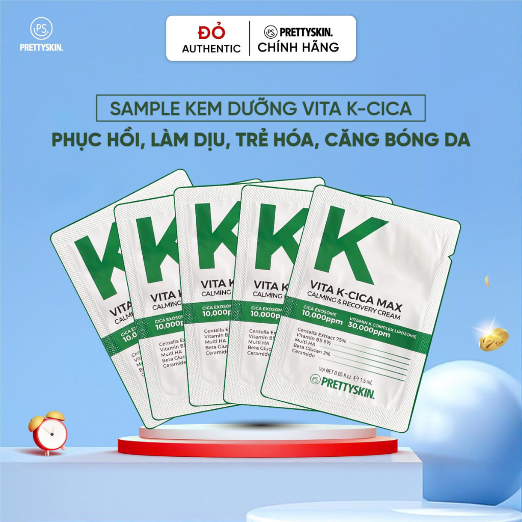 [Mini Size] Kem dưỡng Vitamin K-CiCa PS.PRETTYSKIN 1.5ml chăm sóc da mụn Skincare Làm Đẹp Da Dưỡng Ẩ