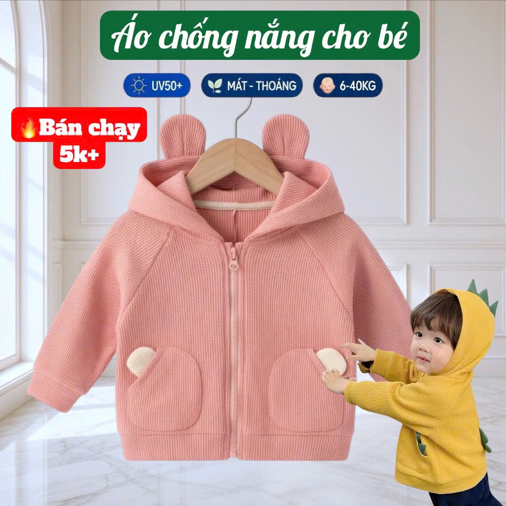 Áo Khoác Chống Nắng Trẻ Em LIONS – Nhẹ Thoáng Mát – Chống UV Cản Gió – Bé Trai Bé Gái 6–40kg #N3