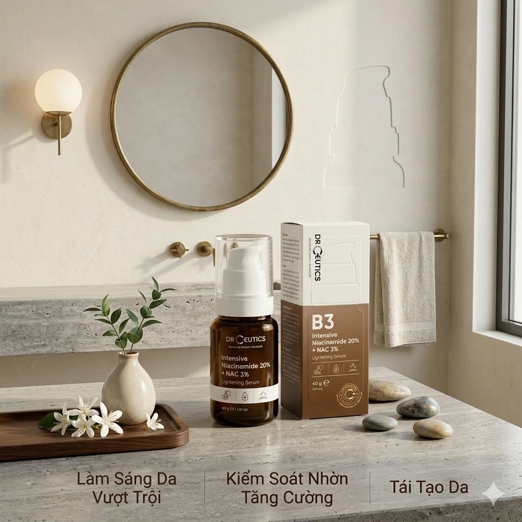 Ảnh 9 của Serum DrCeutics B3 Niacinamide giảm thâm, sáng da, hỗ trợ kiềm dầu 30ml, 100ml