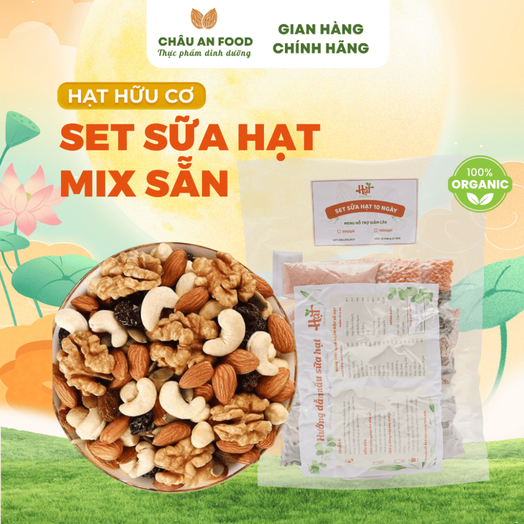 (SET MIX SẴN 10 NGÀY) Nguyên Liệu Nấu Sữa Hạt 28 Loại Hạt Làm Ngũ Cốc Tiện Lợi Hữu Cơ, Giàu Dinh Dưỡng Châu An Food