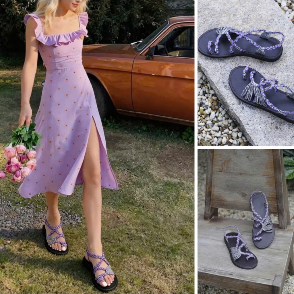 Giày Sandal nữ boho đi biển dạo phố