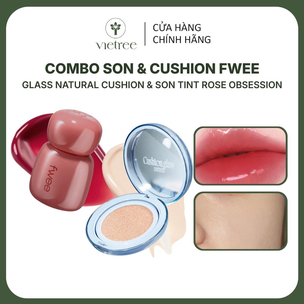 Combo FWEE Son Rose Obsession & Cushion Glass Foundation, set make up dành cho da khô chuẩn Hàn