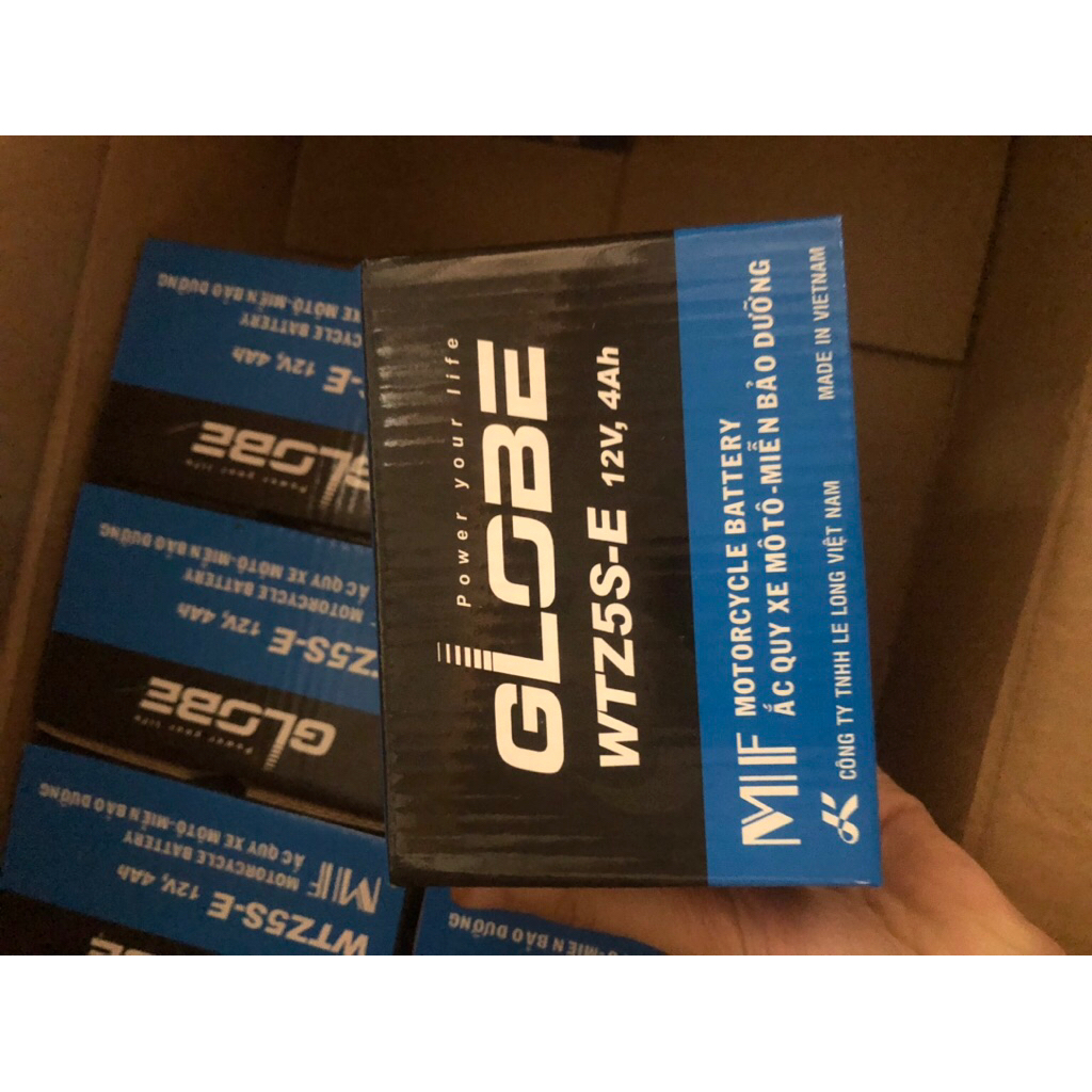 Bình Ắc Quy Globe WTZ5S-E 12V 4Ah Chính Hãng – Bình Xe Máy Kín Khí, Khởi Động Mạn