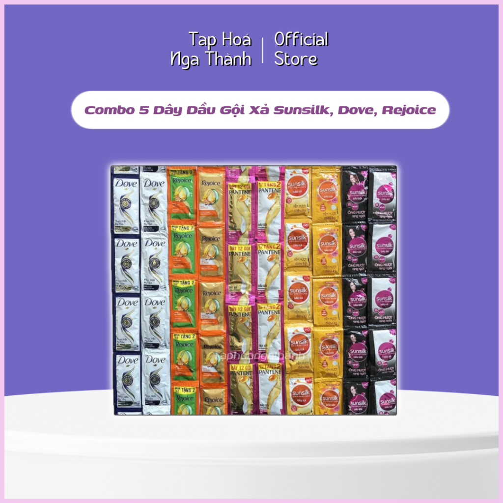 Combo 10 Dây Dầu Gội, Dầu Xả Pantene , Dove, Sunsilk ( Dây 10 Gói )