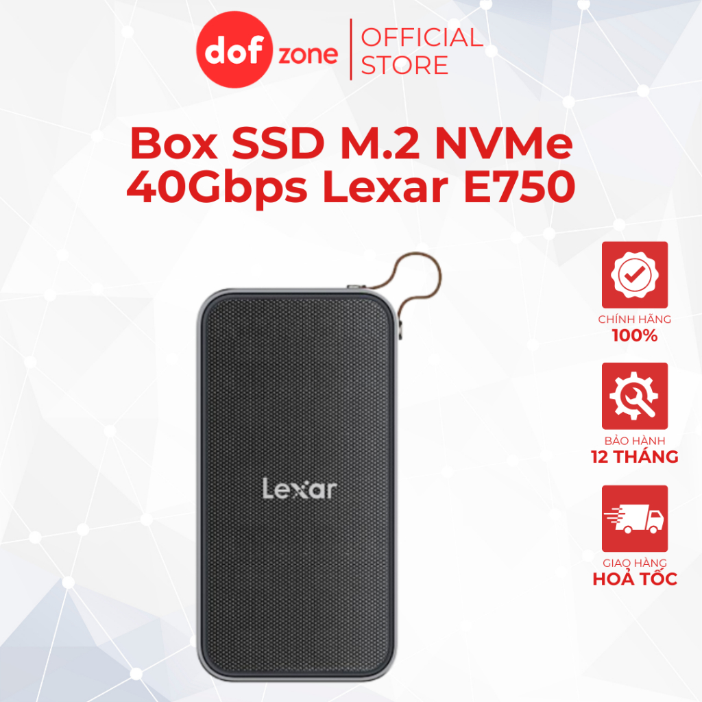 Box di động SSD M.2 NVMe 40Gbps Lexar E750 (LPAE750-RNBNG) - Chính Hãng BH 3 năm