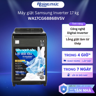 Máy Giặt Samsung Inverter 17 Kg WA17CG6886BVSV {Ship HCM 0Đ}