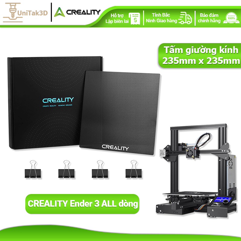 Creality máy in 3D Ender 3 loạt Tấm giường kính in 3D Nền tảng for 3D Printer 3D097