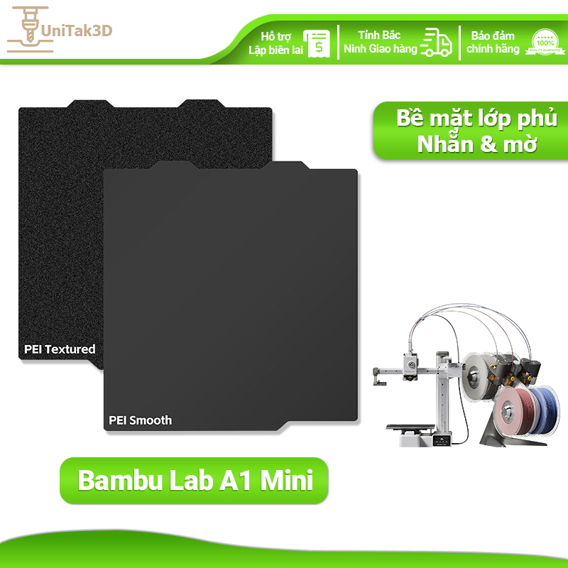 UniTak3D máy in 3D cho Bambu Lab A1 Mini PEI Bảng in 184x184mm Vân hai mặt / Tấm mịn Thép lò xo tấm 