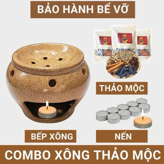 Combo bếp xông thảo mộc đốt bồ kết thơm phòng thanh lọc không khí gốm sứ Bát Tràng - Đọc mô tả HDSD