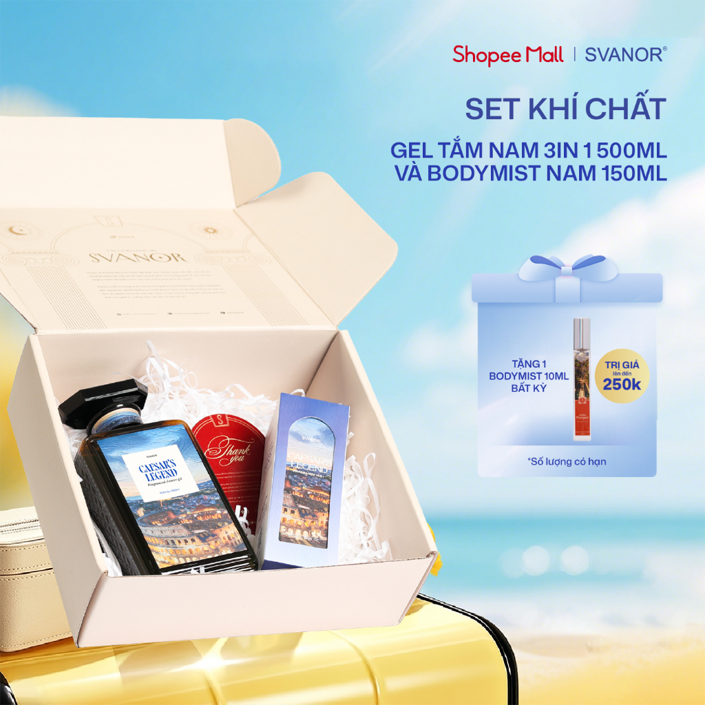 [SET KHÍ CHẤT] Bộ Quà Tặng Nam - Sữa Tắm Gội Nam 3 in 1 500 ml & Body Mist Nam Caesar's Legend 150ml