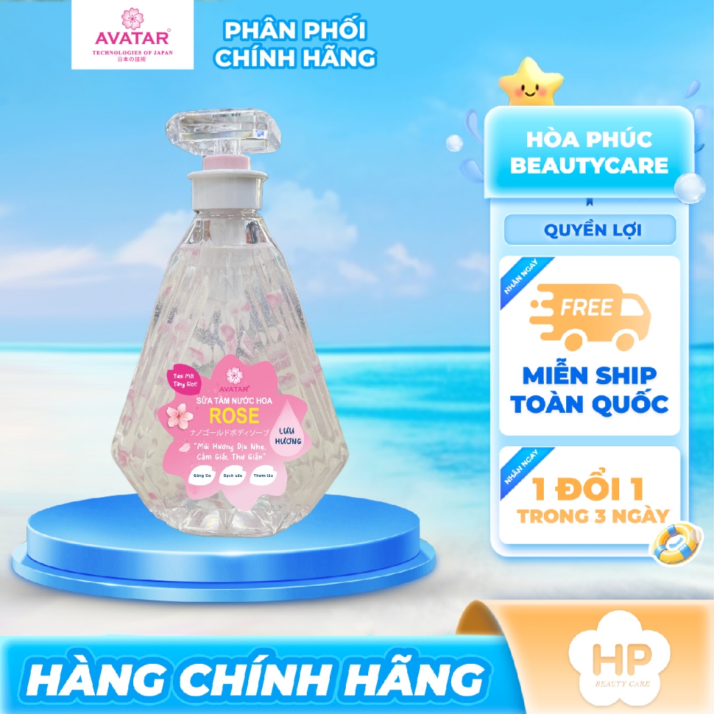 Sữa Tắm Cánh Hoa Tươi Trắng Mịn Da Hương Hoa Hồng  Avatar Rose Shower Gel 800mL