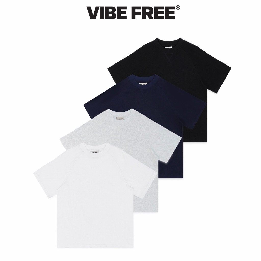 Áo thun raglan trơn VIBE FREE 280gsm cotton 100% dày dặn cao cấp form rộng