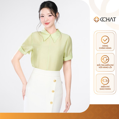 Áo Kiểu Nữ 𝐂𝐂𝐇𝐀𝐓 Dáng Suông Kiểu Pher Ly Cổ Đức Chất Liệu Voan Mềm Mại 15ANV2016ST