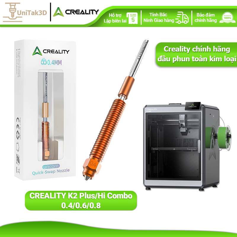 CREALITY K2 Plus/Hi Combo Nozzle 0.4/0.6/0.8mm Unicorn Đầu in thay thế nhanh 3D Printer 3D148K2P