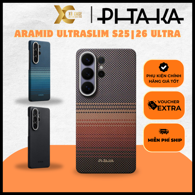 [ S25| S26Ultra] Ốp PITAKA Sunset & Moonrise Bản Hở Viền – Siêu Phẩm Từ Sợi Aramid Dệt cho SamSung S