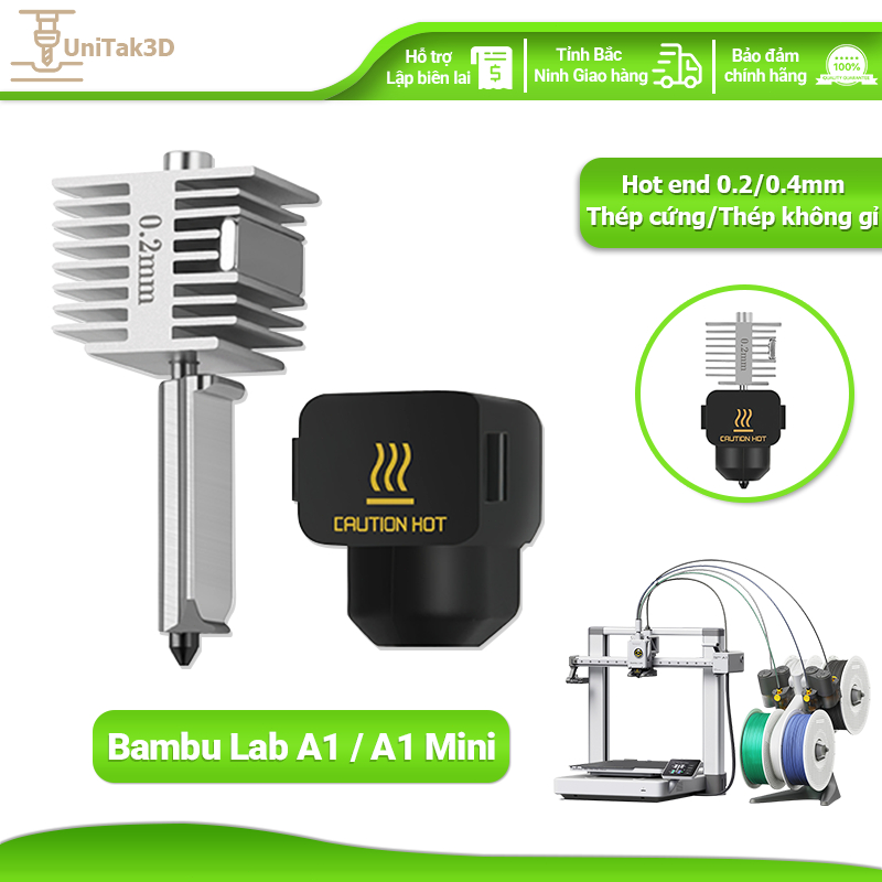 Unitak3D for Bambu Lab A1/A1 Mini Máy in 3D Hot end 0.2/0.4mm Vòi phun tích hợp thép cứng/thép không gỉ 3D144A1H-S