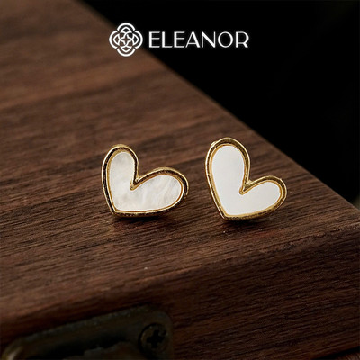 Bông tai nữ chuôi bạc 925 Eleanor Accessories hình trái tim phụ kiện trang sức khuyên tai 11708