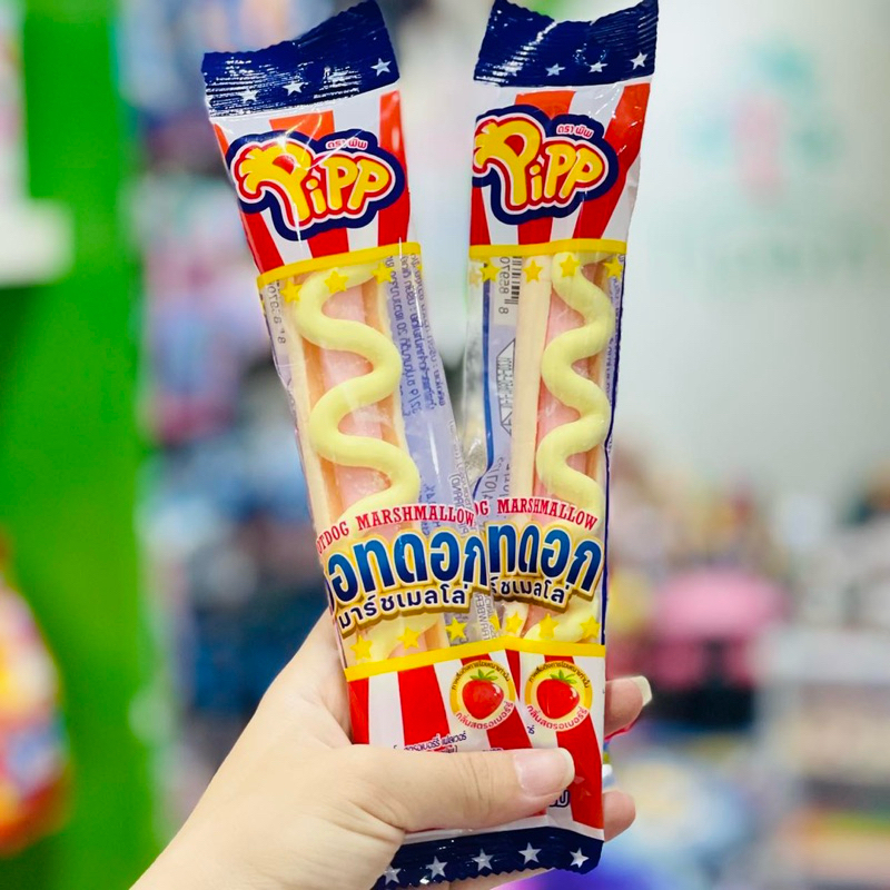 [LẺ 1 CÂY] Kẹo Marshmallow Hình Hotdog Vị Dâu Hiệu Pipp – Hotdog Marshmallow Strawberry Flavor