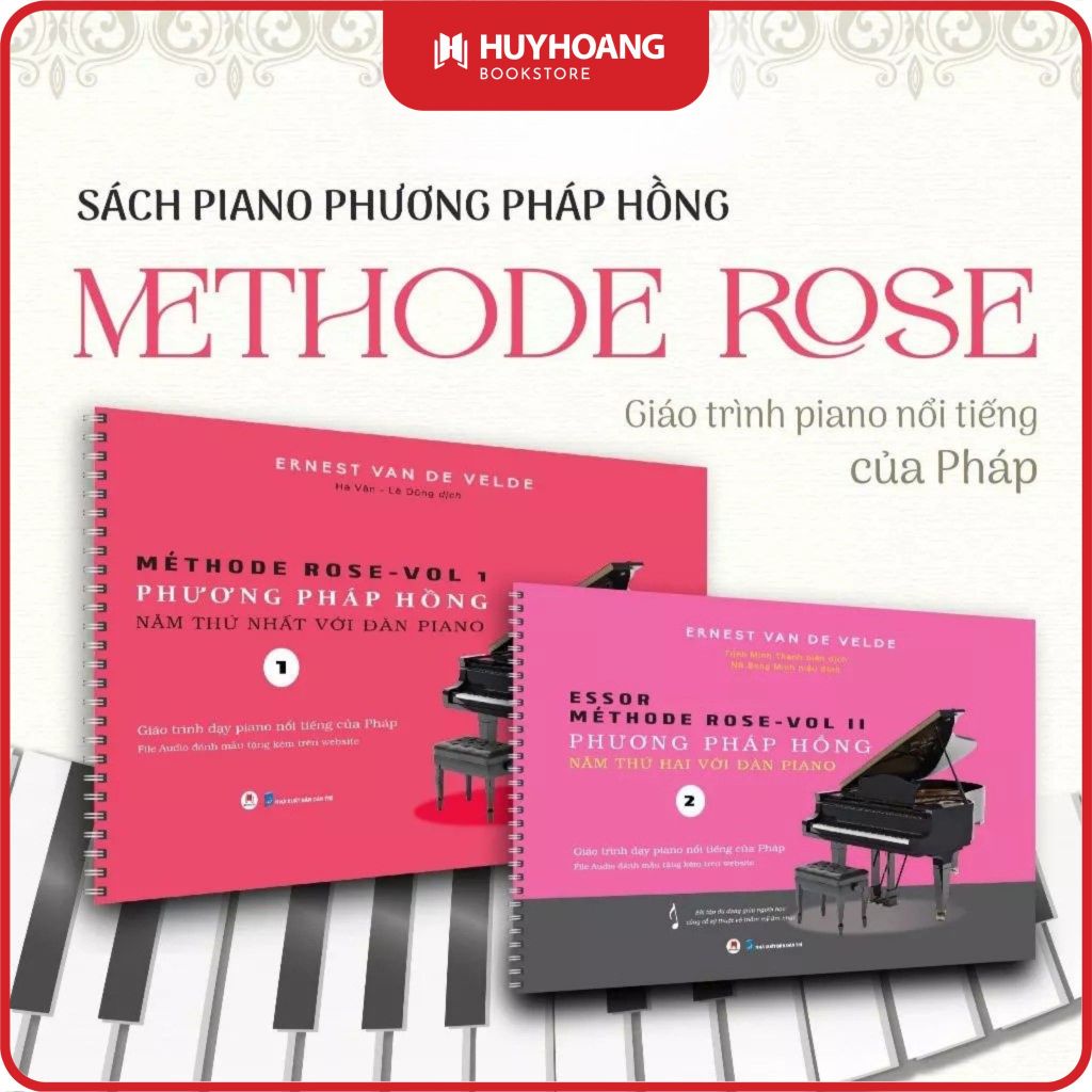 Sách Piano Methode Rose Phương Pháp Hồng, sách học piano cơ bản, giáo trình piano nổi tiếng của Pháp
