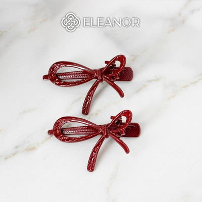 Set 2 cái kẹp tóc nữ Eleanor Accessories hình nơ đỏ phụ kiện tóc kẹp tóc mái 11501