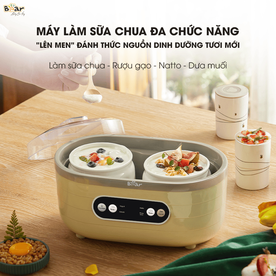 Máy Làm Sữa Chua Bear 1,7L SB-SC10C Đa Chức Năng Lên Men Tự Động, Tiết Kiệm Thời Gian