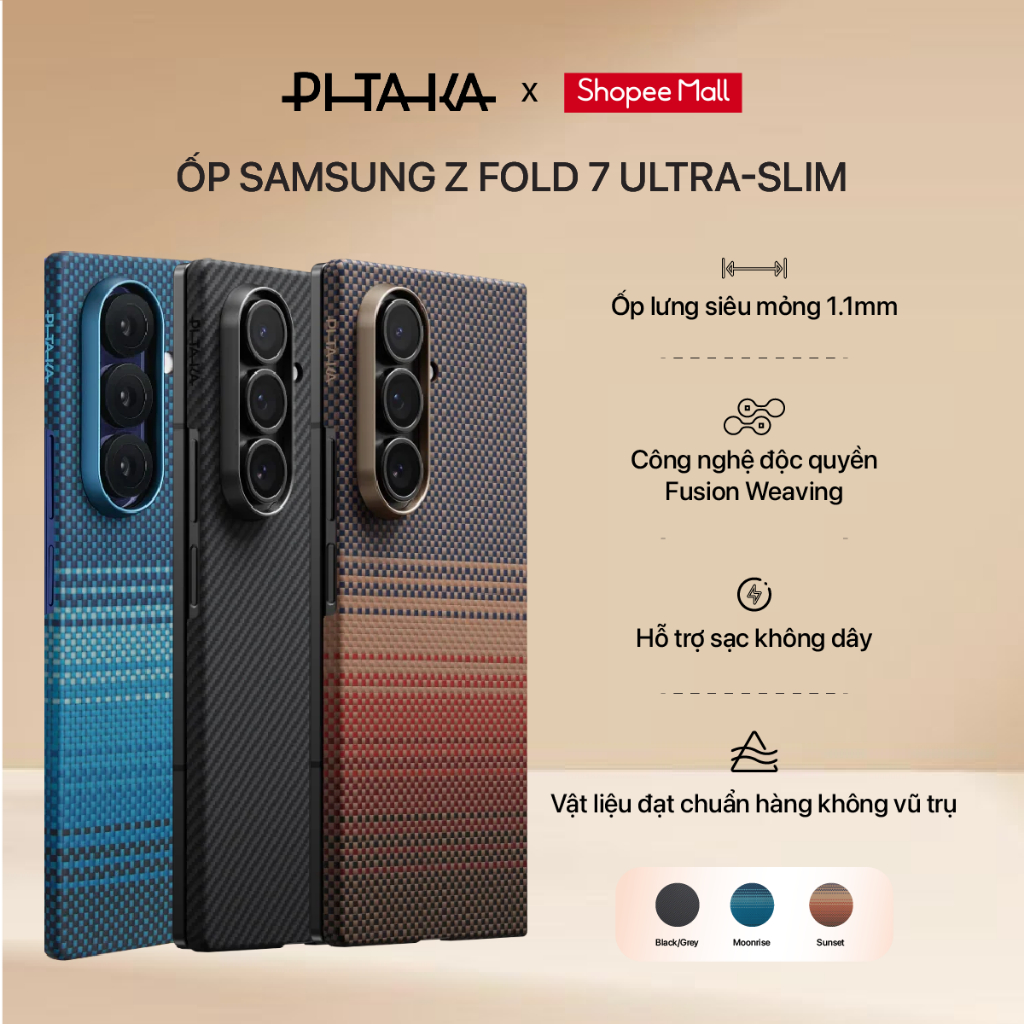 [Samsung Z Fold 7] Ốp lưng Pitaka Ultra-Slim vải dệt siêu mỏng cao cấp bảo vệ điện thoại