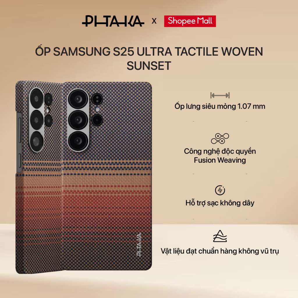 [Samsung S25 Ultra] Ốp lưng Pitaka Tactile Woven tích hợp NFC bảo vệ toàn diện thiết kế mỏng nhẹ