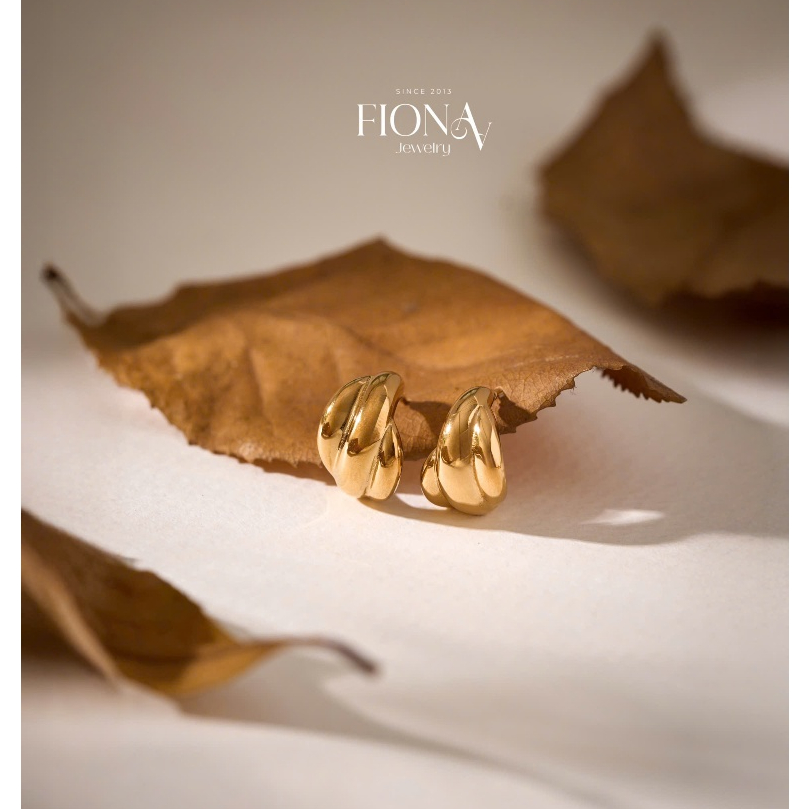 Khuyên tai bông tai nữ Twist Aura đeo hàng ngày Fionaa Jewelry thép không gỉ