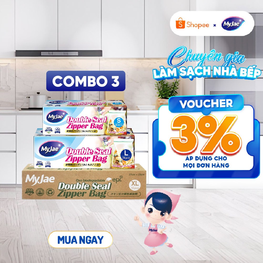 [Chọn Size] Túi zip đựng thực phẩm trong suốt MyJae - Nhiều kích thước, đựng thực phẩm an toàn, chốn