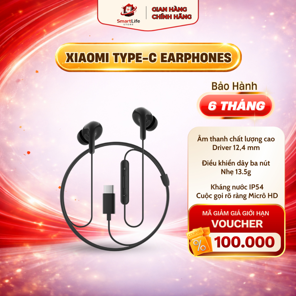 Tai nghe dây Xiaomi Type-C Earphone Mic Rõ Ràng hàng chính hãng